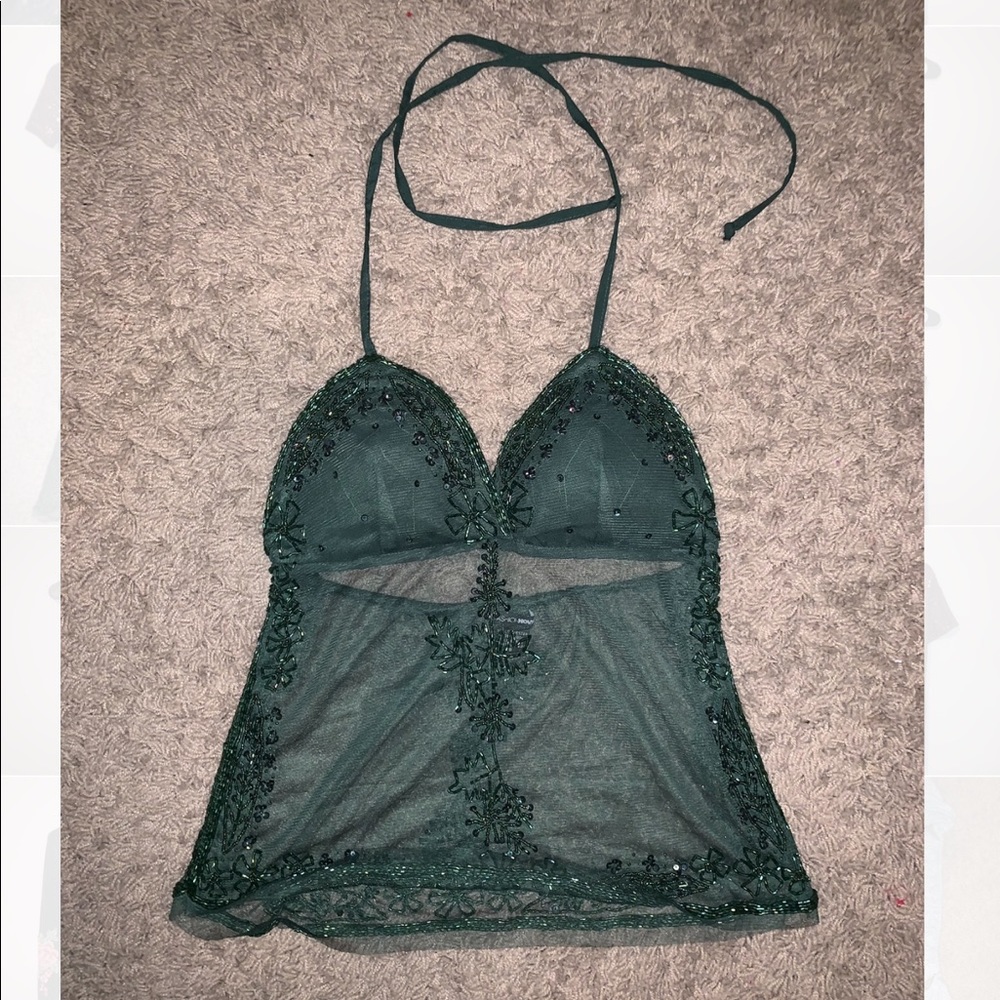 Green beaded top